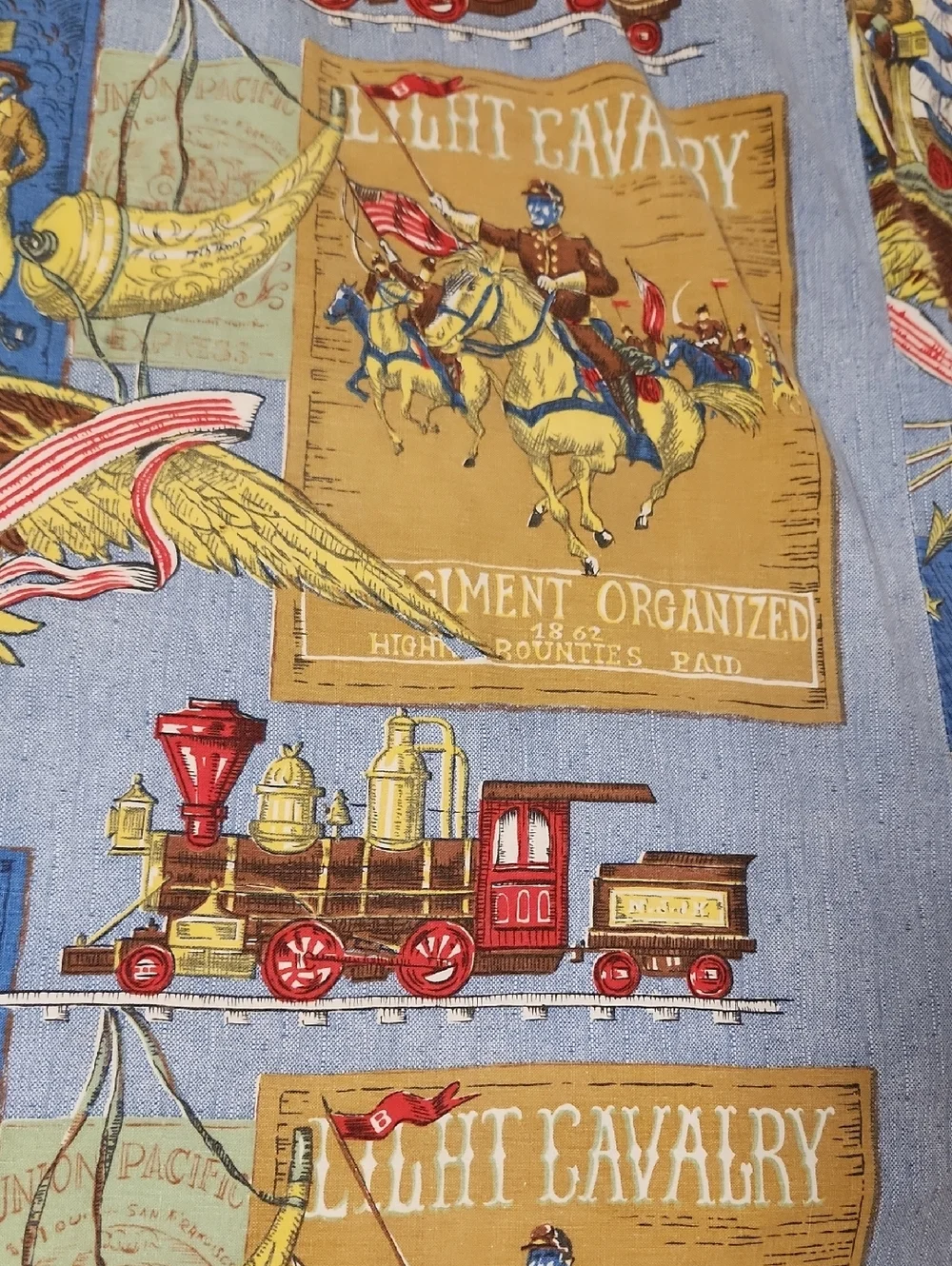 Vintage 60's Schwartz Liebman Patriotic American Themes Table Cloth 56